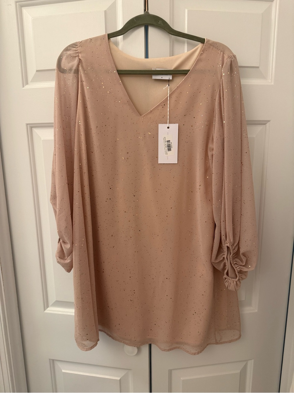 Adrienne Blush Confetti Puff Sleeve Dress